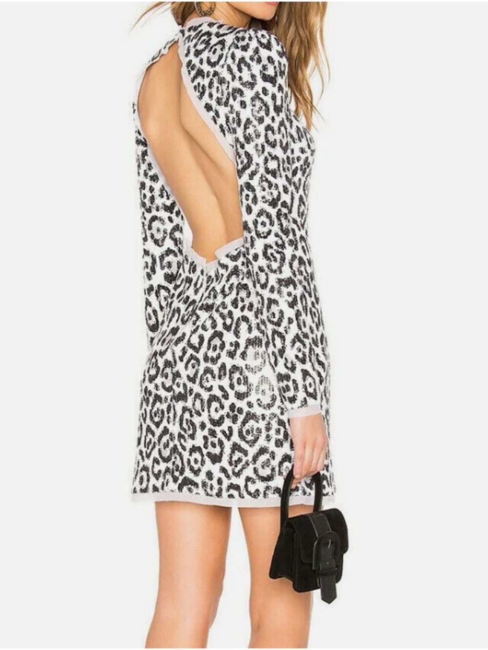 RACHEL ZOE Sequin Mini Dress "Court" Black White Animal Print - SIZE 8